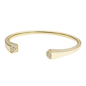 Michael Kors Open Cuff Bangle Bracelet Gold Tone Color Pave Crystals MKJ2841